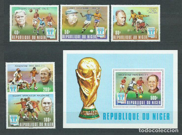 Briefmarken: Niger - Correo 1978 Yvert 456/60+Hb 22 ** Mnh Deportes f&uacute;tbol
