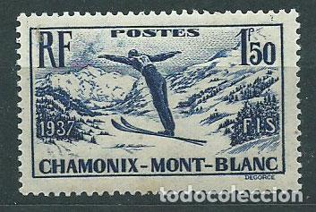 Selos: Francia - Correo 1937 Yvert 334 ** Mnh Deportes esqui