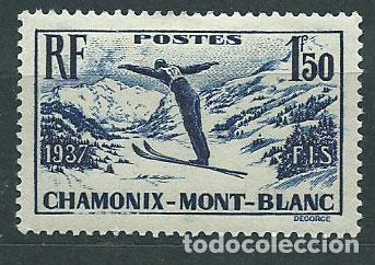 Selos: Francia - Correo 1937 Yvert 334 * Mh Deportes esqui