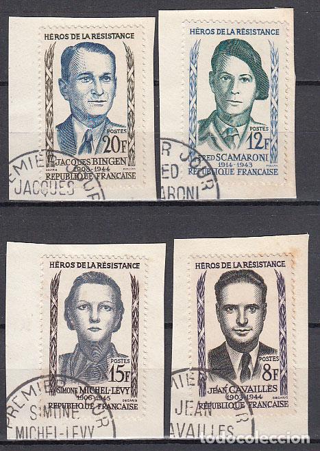 Sellos: Francia - Correo 1958 Yvert 1157/60 usado H&eacute;roes de la resistencia