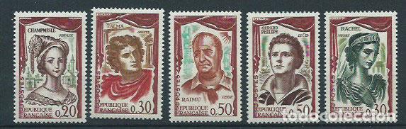 Sellos: Francia - Correo 1961 Yvert 1301/5 ** Mnh Comediantes