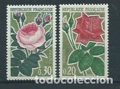 Sellos: Francia - Correo 1962 Yvert 1356/7 usado Flores