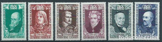 Briefmarken: Francia - Correo 1969 Yvert 1590/5 ** Mnh Personajes del siglo XVIII y XX