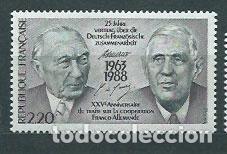 Sellos: Francia - Correo 1988 Yvert 2501 ** Mnh Adenaueer y De Gaulle