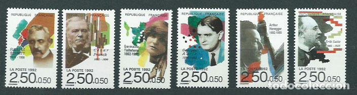 Sellos: Francia - Correo 1992 Yvert 2747/52 ** Mnh M&uacute;sico c&eacute;lebres
