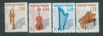 Timbres: Francia - Preobliterados Yvert 202/6 ** Mnh Instrumentos musicales