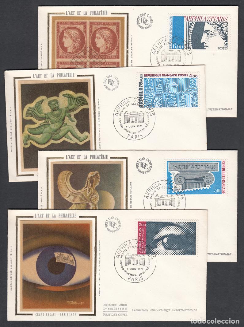 Stamps: Francia Sobres Primer Dia FDC Yvert 1834/37 seda - Arte Paris Filatelia -1975