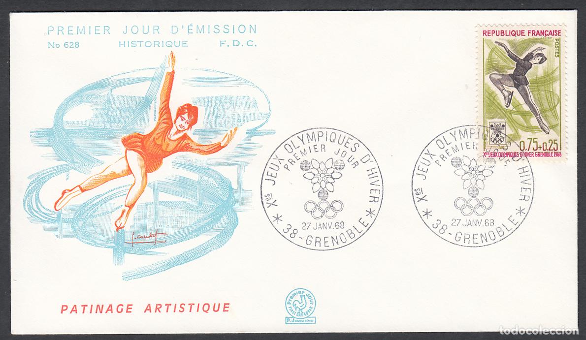 Stamps: Francia Sobres Primer Dia FDC Yvert 1546 - Patinaje Art&iacute;stico 1968