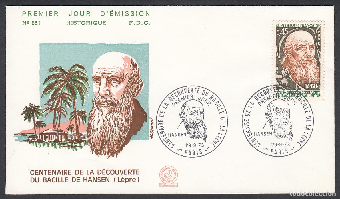 Stamps: Francia Sobres Primer Dia FDC Yvert 1767 - Bacille de Hansen - 1973