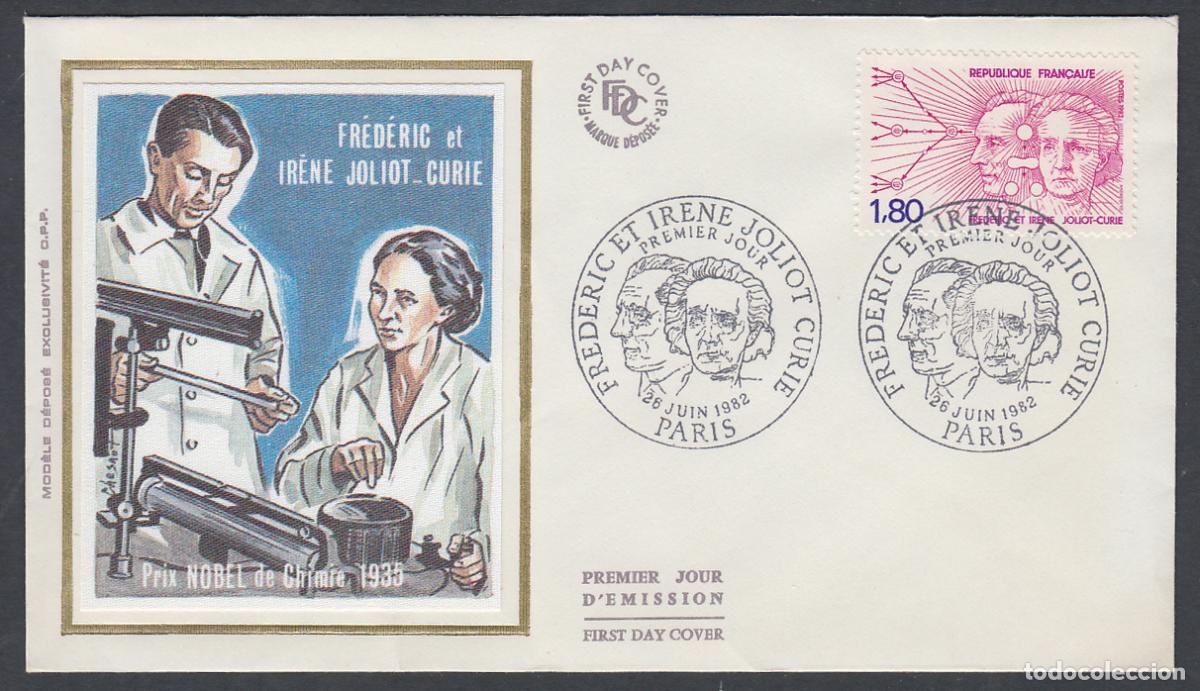Stamps: Francia Sobres Primer Dia FDC Yvert 2218 seda - Curie Qu&iacute;mica 1982 Paris