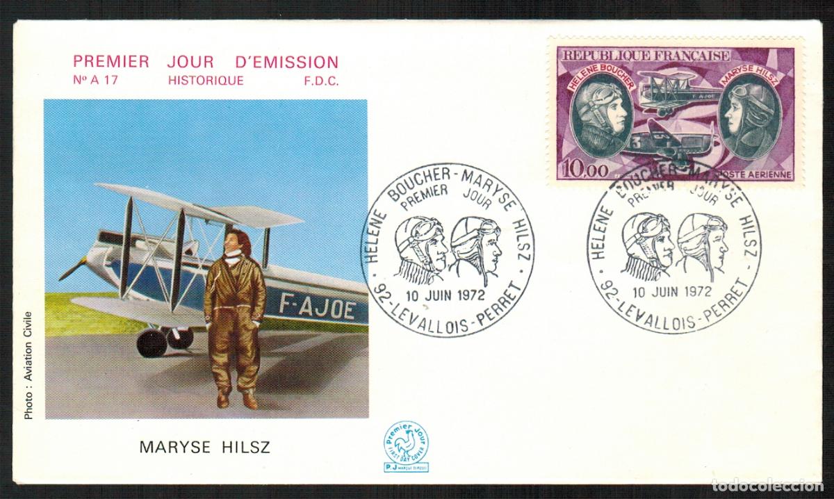 Stamps: Francia Sobres Primer Dia FDC Yvert Aereo 47 - Maryse Hilsz 1971 Paris - Avi&oacute;n