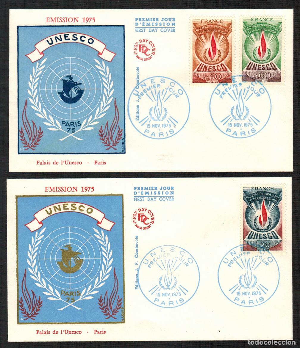 Stamps: Francia Sobres Primer Dia FDC Yvert Servicio 43/45 - Unesco 1975