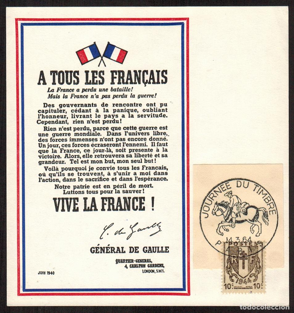 Selos: Francia - Carta Postal - Yvert 14 / 03 / 1964 - Paris d&iacute;a del sello - Caballos