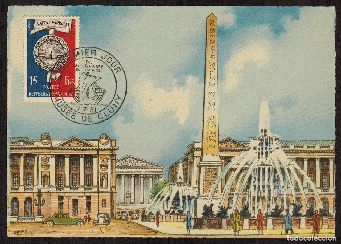 Selos: Francia - Carta Postal - Yvert 906 - Barcos Museo de Cluny 1951