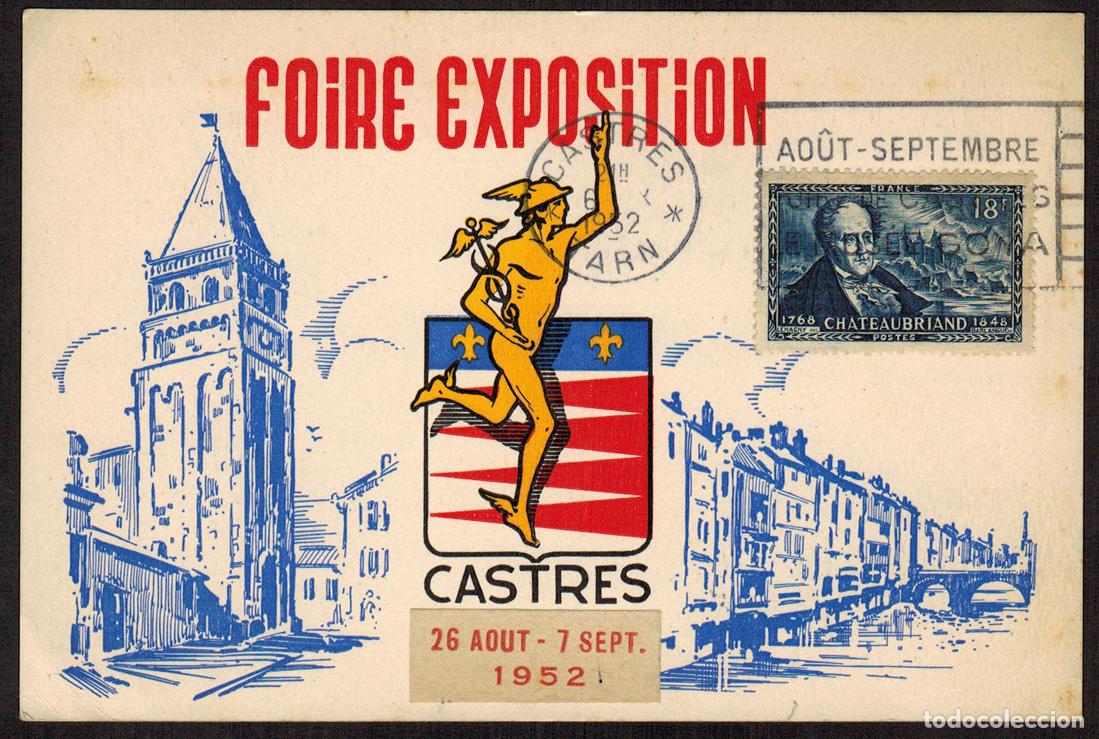 Selos: Francia - Carta Postal - Yvert Chateaubriand 1952 - Exposici&oacute;n Castres