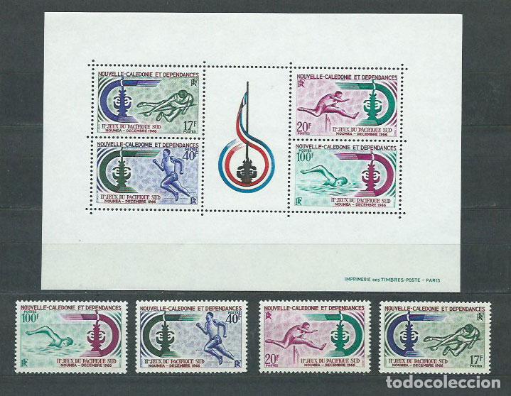Timbres: Nueva Caledonia - Correo Yvert 332/5+Hojita 3 ** Mnh Deportes