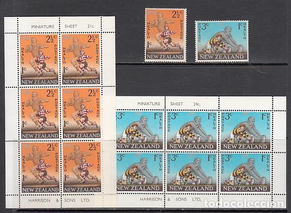 Selos: Nueva Zelanda - Correo 1967 Yvert 462/3+H,21/2 * Mh Deportes
