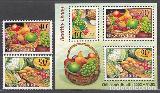 Stamps: Nueva Zelanda - Correo 2002 Yvert 1934/5+H,160 ** Mnh Frutos