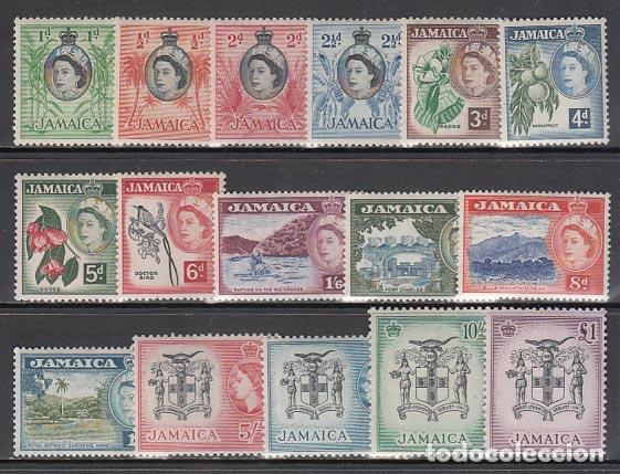 Stamps: Jamaica - Correo Yvert 166/81 * Mh Isabel II flores y escudos