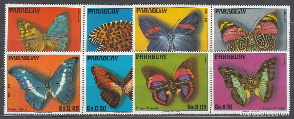 Stamps: Paraguay - Correo 1976 Yvert 1514/21 ** Mnh Fauna mariposas