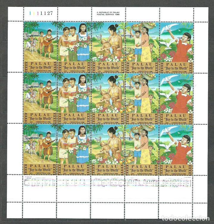Selos: Palau - Correo 1986 Yvert 145/49 en HB de 3 series ** Mnh Navidad