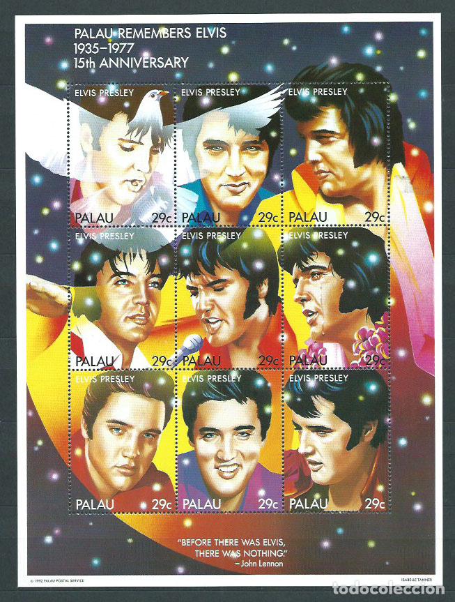 Briefmarken: Palau - Correo 1992 Yvert 520/528 ** Mnh M&uacute;sica. Elvis Presley