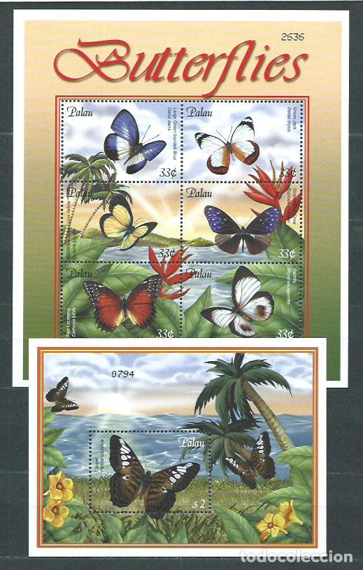 Briefmarken: Palau - Correo 2000 Yvert 1608/13+H 122 A ** Mnh Fauna. Mariposas