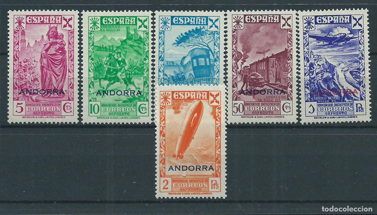Sellos: Andorra Espa&ntilde;ola Beneficencia 1943 Edifil 7/12 ** Mnh