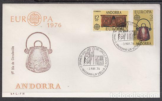 Sellos: Andorra Espa&ntilde;ola Sobres 1&ordm; D&iacute;a 1976 Edifil 102/3