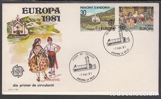 Sellos: Andorra Espa&ntilde;ola Sobres 1&ordm; D&iacute;a 1981 Edifil 140/1