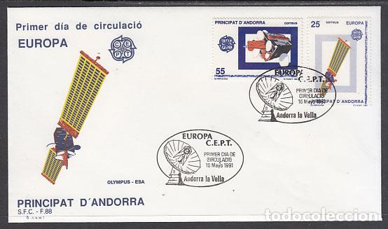 Sellos: Andorra Espa&ntilde;ola Sobres 1&ordm; D&iacute;a 1991 Edifil 225/6