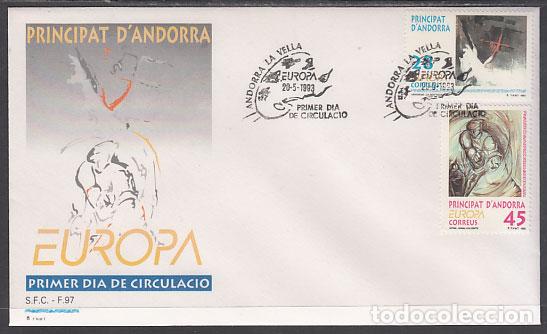 Sellos: Andorra Espa&ntilde;ola Sobres 1&ordm; D&iacute;a 1993 Edifil 236/7