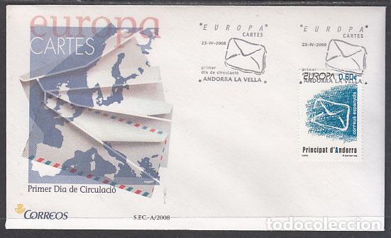 Sellos: Andorra Espa&ntilde;ola Sobres 1&ordm; D&iacute;a 2008 Edifil 355