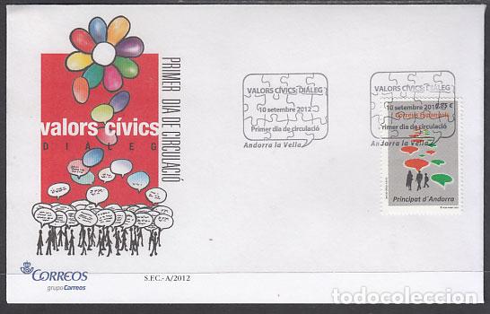 Sellos: Andorra Espa&ntilde;ola Sobres 1&ordm; D&iacute;a 2012 Edifil 398