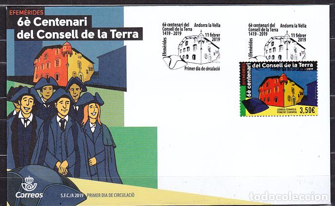Sellos: Andorra Espa&ntilde;ola Sobres 1&ordm; D&iacute;a 2019 Edifil 480