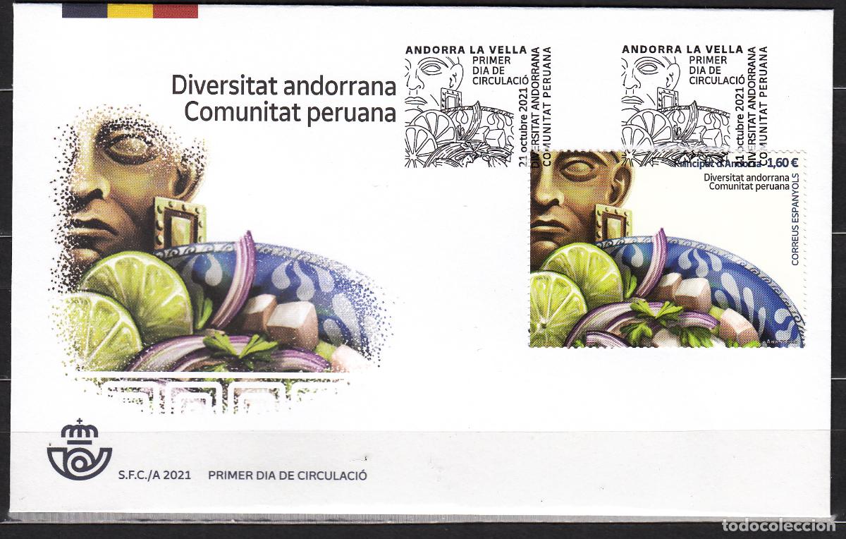 Sellos: Andorra Espa&ntilde;ola Sobres 1&ordm; D&iacute;a 2021 Edifil 519 Diversidad Andorrana