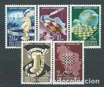 Sellos: Yugoslavia - Correo 1950 Yvert 549/53 * Mh Ajedrez