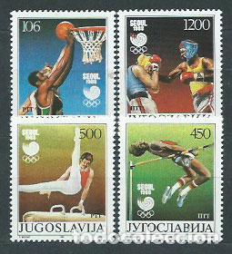 Selos: Yugoslavia - Correo 1988 Yvert 2147/50 ** Mnh Olimpiadas de Seul