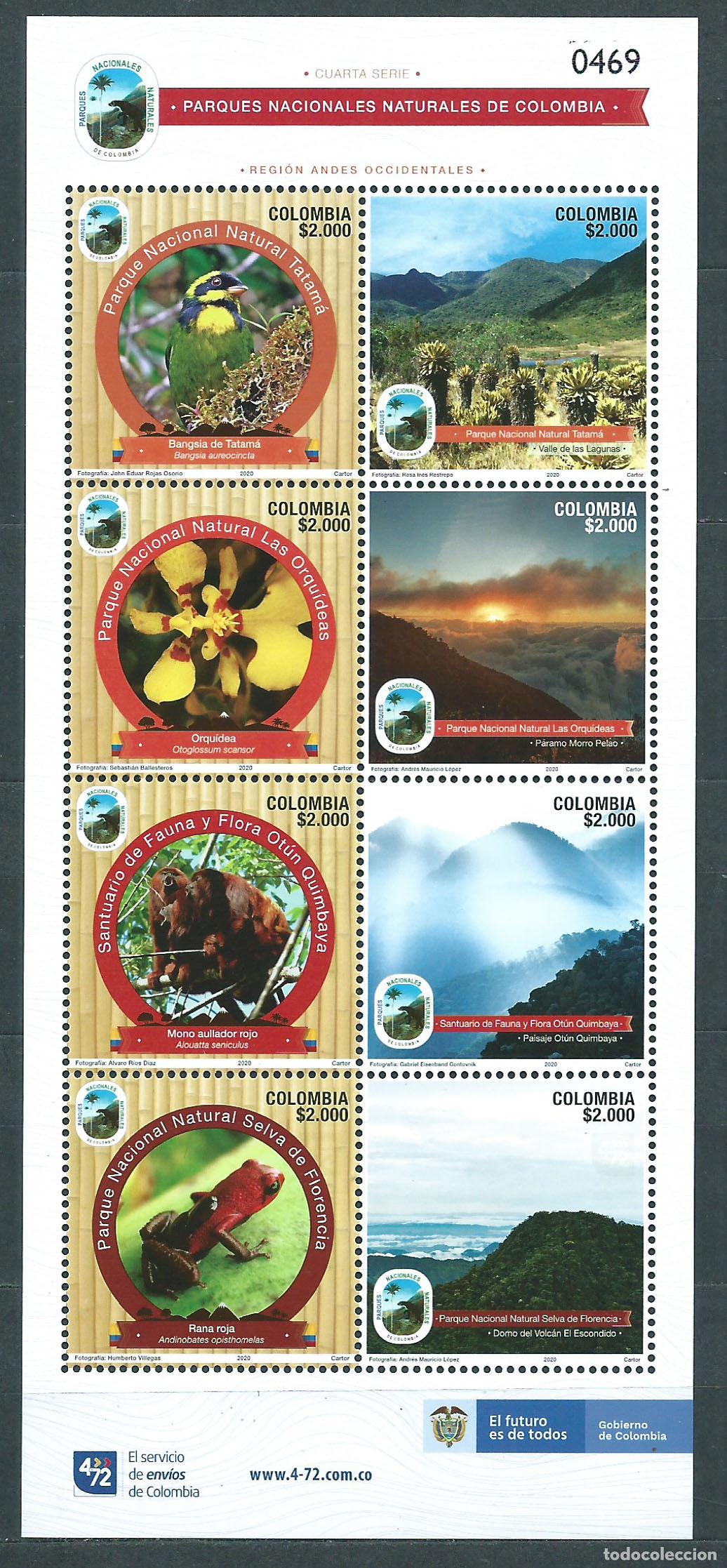 Sellos: Colombia Correo 2020 Yvert 2119/26 ** Mnh Parques Nacionales Parte IV - Fauna