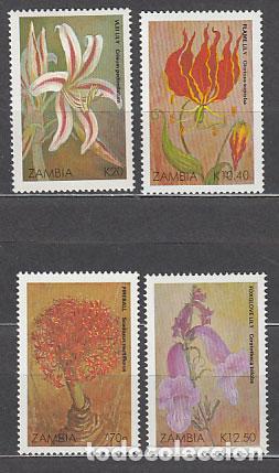 Selos: Zambia - Correo Yvert 477/80 ** Mnh Navidad. Flores