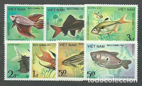 Selos: Vietnam Rep. Socialista - Correo 1984 Yvert 506/12 ** Mnh Fauna peces