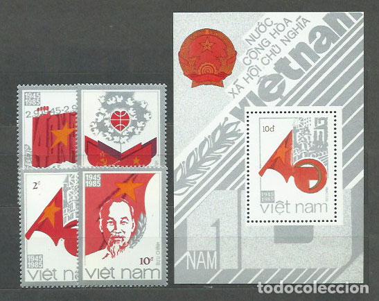 Selos: Vietnam Rep. Socialista - Correo 1985 Yvert 605/8+H.25 ** Mnh