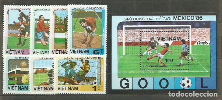 Selos: Vietnam Rep. Socialista - Correo 1985 Yvert 644/50+H.27 ** Mnh Deportes f&uacute;tbol
