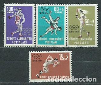 Francobolli: Turquia - Correo 1964 Yvert 1704/7 ** Mnh Olimpiadas de Tokyo