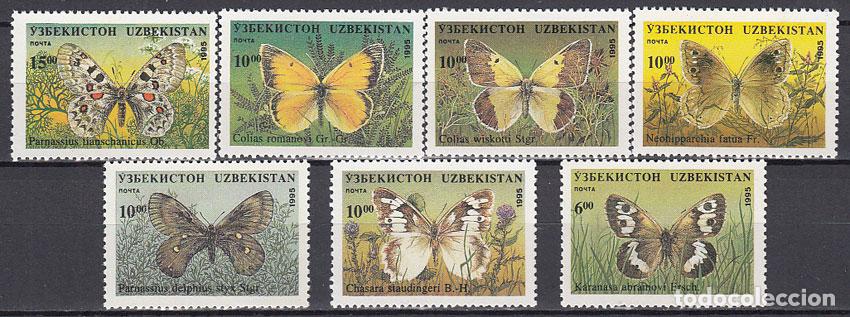 Francobolli: Uzbekistan - Correo Yvert 61H/61P ** Mnh Fauna - Mariposas