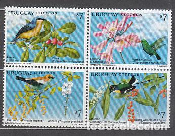 Francobolli: Uruguay - Correo 1999 Yvert 1798/801 ** Mnh Fauna. Aves. Flores