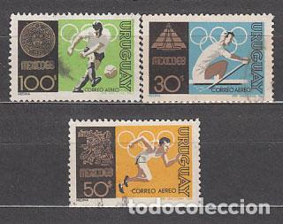Sellos: Uruguay - Aereo Yvert 345/7 usado Deportes. Olimpiadas de Mexico