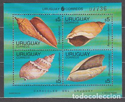Sellos: Uruguay - Hojas Yvert 53 ** Mnh Fauna. Caracolas
