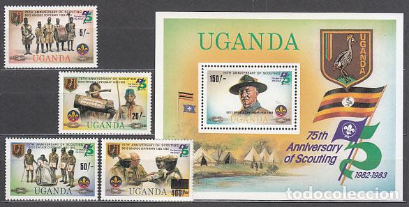 Selos: Uganda - Correo Yvert 320/3+H 41 ** Mnh Scoutismo