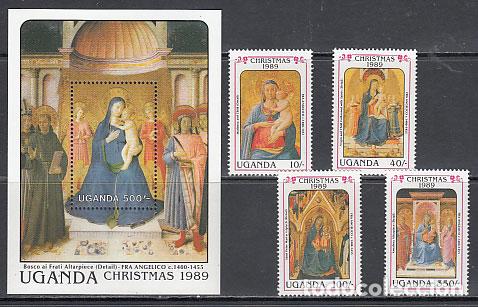 Selos: Uganda - Correo Yvert 624/7+H 101 ** Mnh Navidad pinturas
